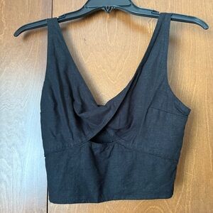 Abercrombie & Fitch Linen Blend Crop Top Linen Blend Sz Sm Washable